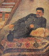 Romanoz Gvelesiani A Kakhetian man with a jar oil painting on canvas